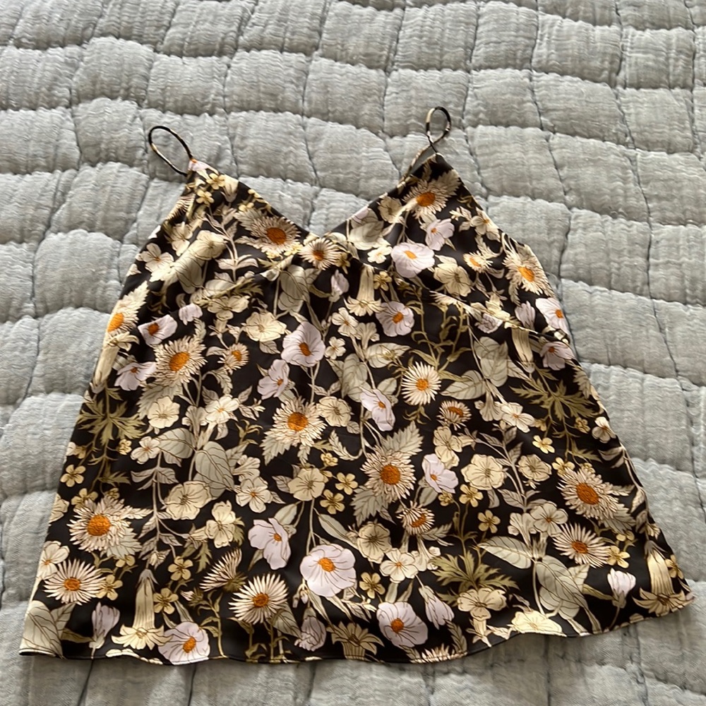 Spaghetti strap floral tank